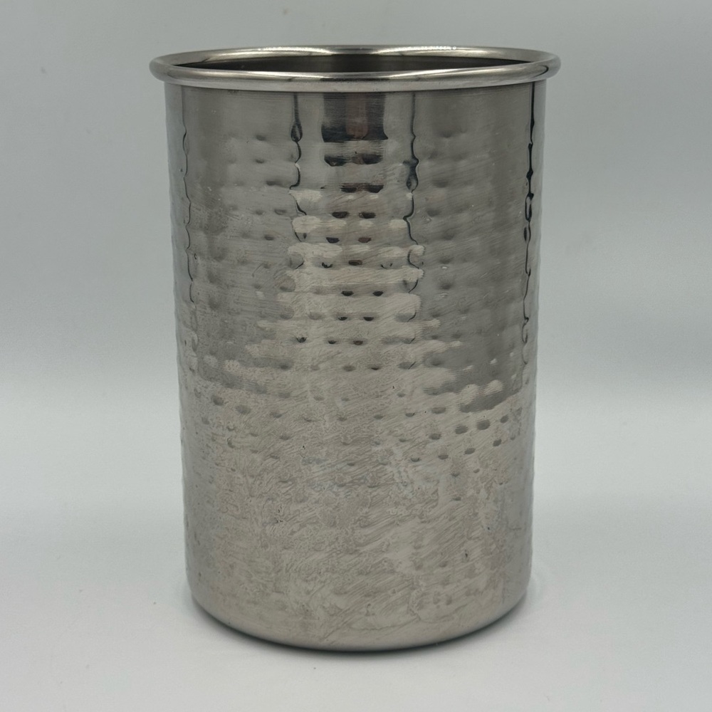 Hammered Silver Stainless Steel Utensil Caddy